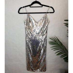 Akira Silver Sequin Knee Length Dress Sleeveless
